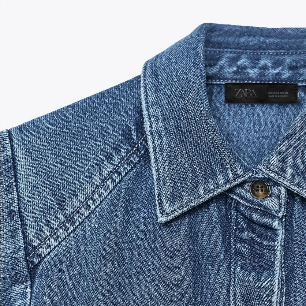ZARA ZW COLLECTION DENIM KIMONO SHIRT - Picture 8 of 9